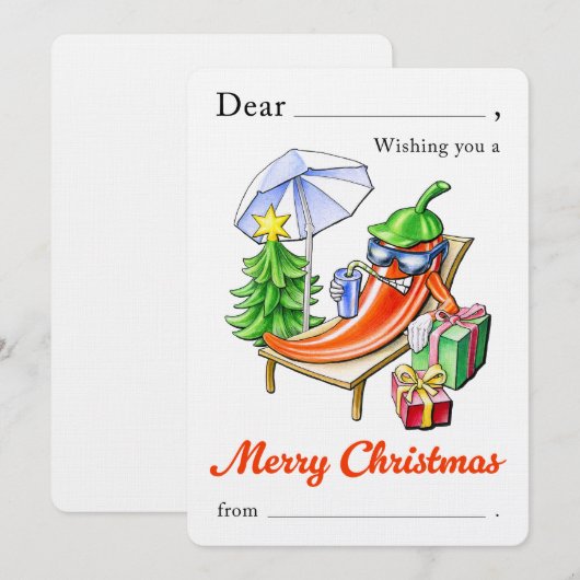 Funny Chili Merry Christmas Fill-in By Hand Cute 招待状 (正面/裏面)