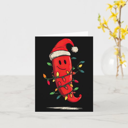 Funny Chili Pepper Christmas Graphics Lights Lover カード (黄色い花)