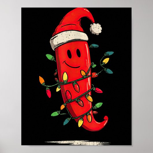 Funny Chili Pepper Christmas Graphics Lights Lover ポスター (正面)