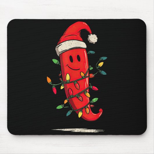 Funny Chili Pepper Christmas Graphics Lights Lover マウスパッド (正面)