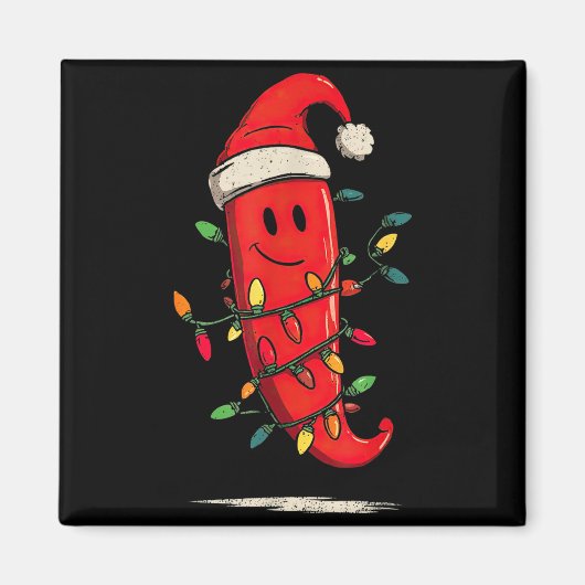 Funny Chili Pepper Christmas Graphics Lights Lover マグネット (正面)