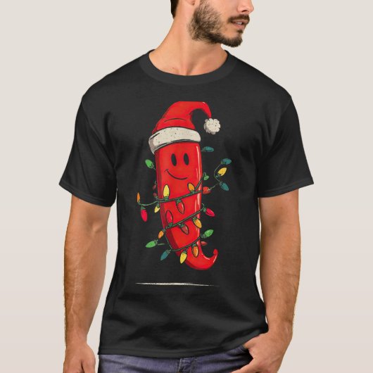 Funny Chili Pepper Christmas Graphics Lights Lover Tシャツ (正面)