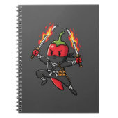 Funny Chili Pepper Fire Ninja Samurai Illustration ノートブック (正面)