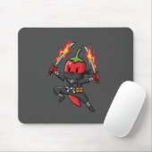 Funny Chili Pepper Fire Ninja Samurai Illustration マウスパッド (マウス)