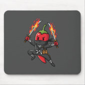 Funny Chili Pepper Fire Ninja Samurai Illustration マウスパッド (正面)