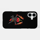 Funny Chili Pepper Fire Ninja Samurai Illustration iPhone 16ケース (裏面横)