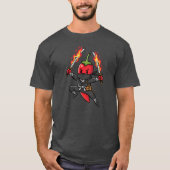 Funny Chili Pepper Fire Ninja Samurai Illustration Tシャツ (正面)
