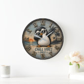 Funny Chill Vibes Only Penguin ラージ壁時計 (ホーム)