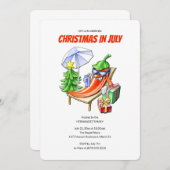 Funny Chilli Christmas in July Summer Pool Party 招待状 (正面/裏面)