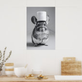 Funny Chinchilla Bathroom Print, Toilet Paper Hat ポスター (キッチン)