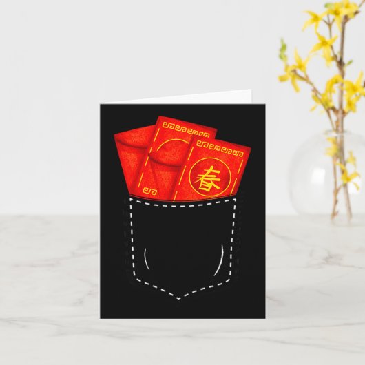 Funny Chinese New Year Fake Cket Red Envelopes Luc カード (黄色い花)