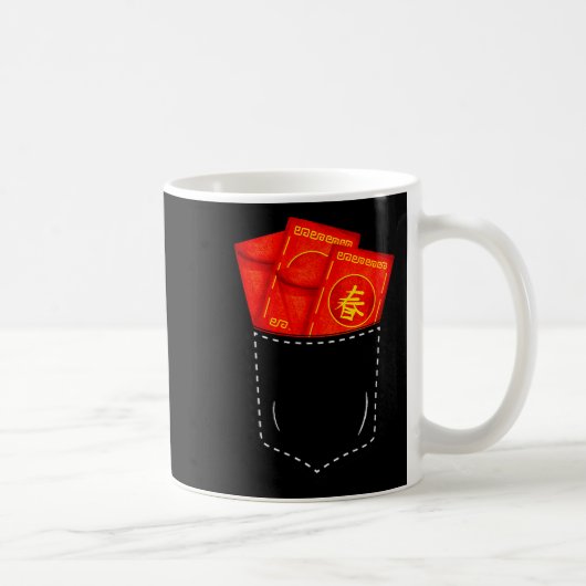 Funny Chinese New Year Fake Cket Red Envelopes Luc コーヒーマグカップ (右)