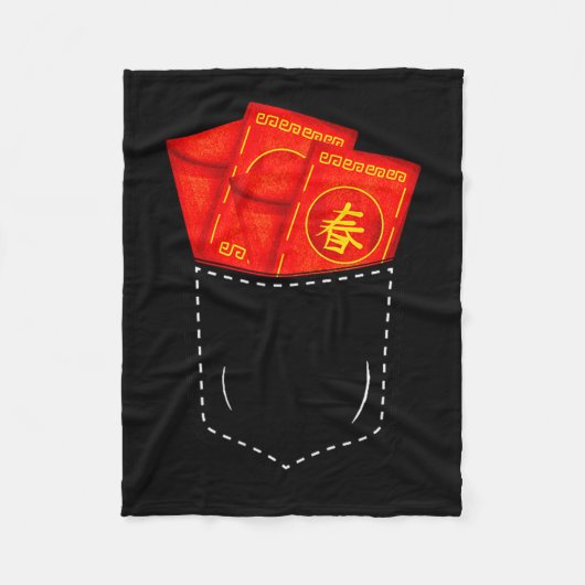 Funny Chinese New Year Fake Cket Red Envelopes Luc フリースブランケット (正面)