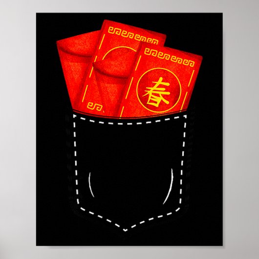Funny Chinese New Year Fake Cket Red Envelopes Luc ポスター (正面)