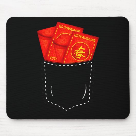 Funny Chinese New Year Fake Cket Red Envelopes Luc マウスパッド (正面)