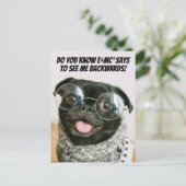 Funny Chinese Pug Cute Puppy Dog Animal Theory  シーズンポストカード (スタンド正面)