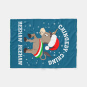 Funny Chingedy Ching Hee Haw Santa Merry Christmas フリースブランケット (正面(横))