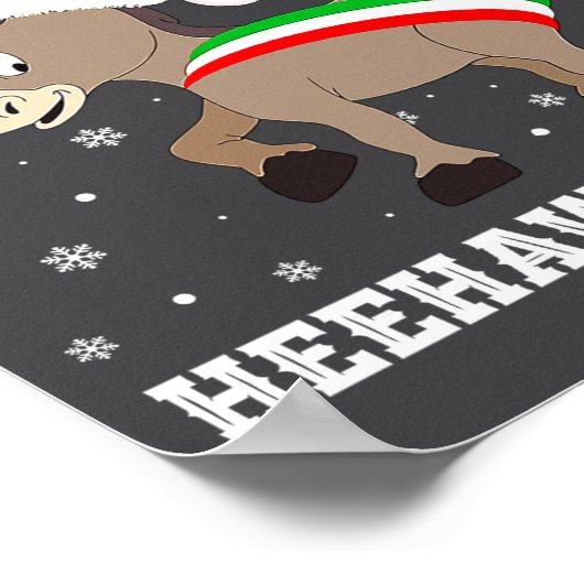 Funny Chingedy Ching Hee Haw Santa Merry Christmas ポスター (角)