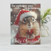 Funny Chipmunk Nut for Christmas Photo シーズンカード (スタンド正面)