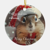 Funny Chipmunk Nut Merry Christmas Photo セラミックオーナメント (正面)
