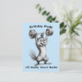 Funny Chipmunk Postcard - Birthday Mode Gym Art ポストカード (スタンド正面)