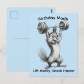 Funny Chipmunk Postcard - Birthday Mode Gym Art ポストカード (正面/裏面)