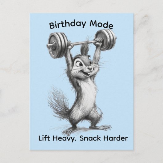 Funny Chipmunk Postcard - Birthday Mode Gym Art ポストカード (正面)