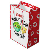 Funny Chips to My Salsa Valentine's Day Add Name ミディアムペーパーバッグ (裏面アングル)