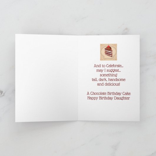 Funny Chocolate Cake Daughter Birthday Card カード (内部)