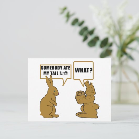 Funny Chocolate Easter Bunny シーズンポストカード (スタンド正面)