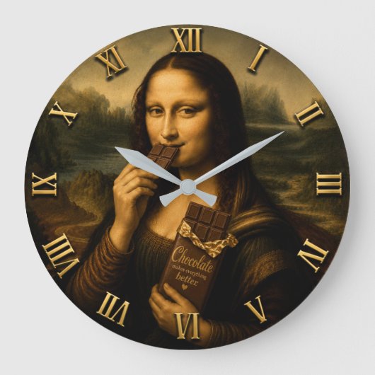 Funny Chocolate Mona Lisa ラージ壁時計 (正面)
