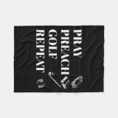 Funny Christian Pray Preach Golf Repeat Pastor Min フリースブランケット (正面(横))