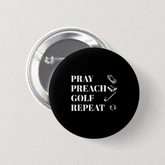 Funny Christian Pray Preach Golf Repeat Pastor Min 缶バッジ (正面&裏面)
