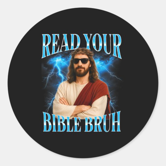 Funny Christian Read Your Bible Bruh ラウンドシール (正面)