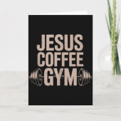 Funny Christian Workout Jesus Coffee Gym Barbell C カード (正面)