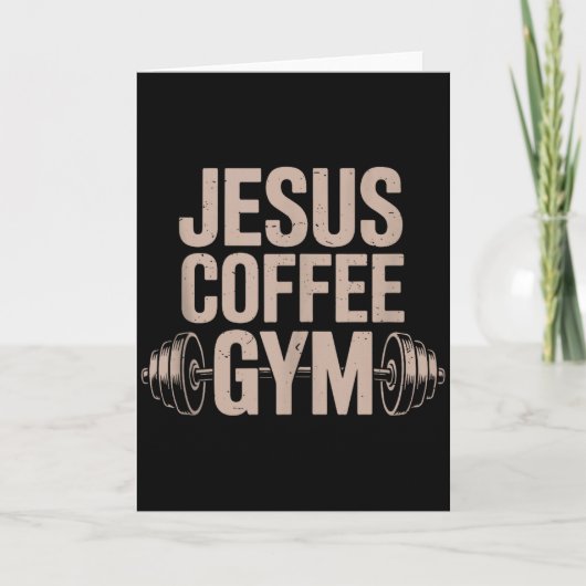 Funny Christian Workout Jesus Coffee Gym Barbell C カード (正面)