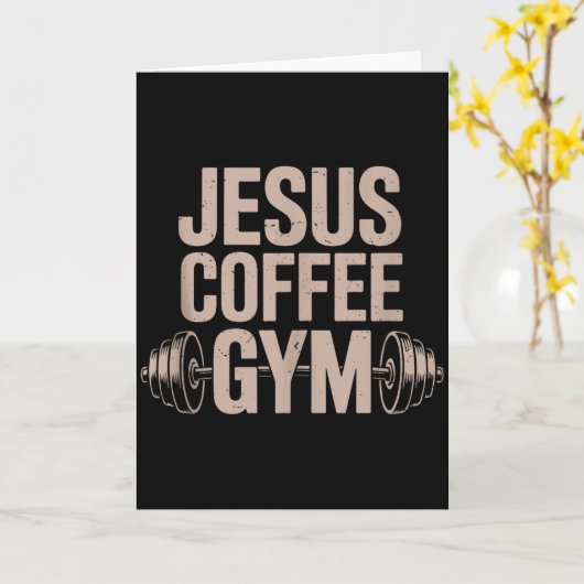 Funny Christian Workout Jesus Coffee Gym Barbell C カード (黄色い花)