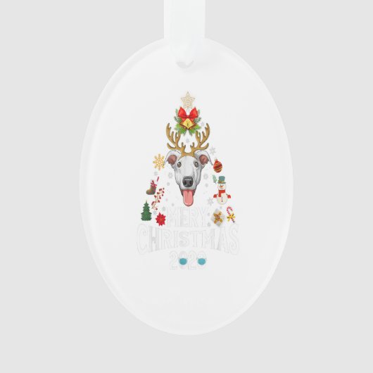 Funny Christmas 2020 Tree Greyhound Mask Costume オーナメント (正面)