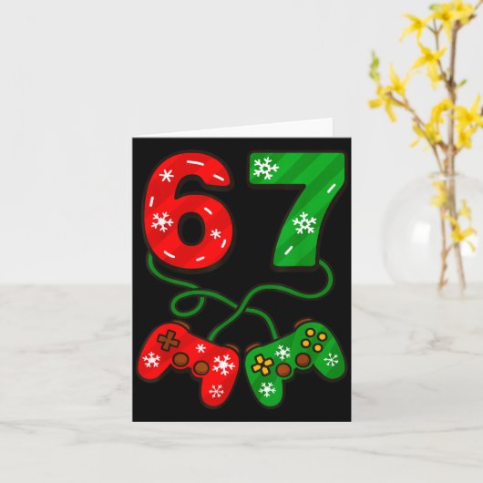 Funny Christmas 67 Meme Six Seven Video Games Game カード (黄色い花)