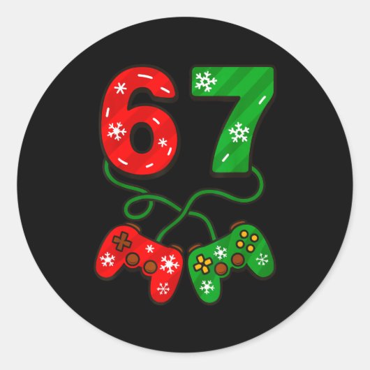 Funny Christmas 67 Meme Six Seven Video Games Game ラウンドシール (正面)