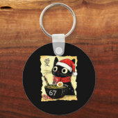 Funny Christmas 67 Six Seven Cat Ramen Japanese Ka キーホルダー (正面)