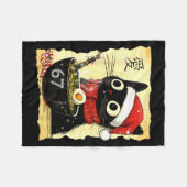 Funny Christmas 67 Six Seven Cat Ramen Japanese Ka フリースブランケット (正面(横))