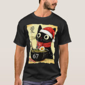 Funny Christmas 67 Six Seven Cat Ramen Japanese Ka Tシャツ (正面)