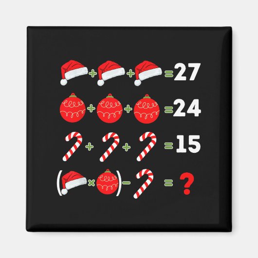 Funny Christmas 6 7 Puzzle Santa Hat Ornament Cand マグネット (正面)