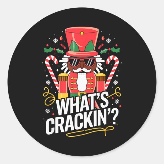 Funny Christmas African American Nutcracker Men Wo ラウンドシール (正面)