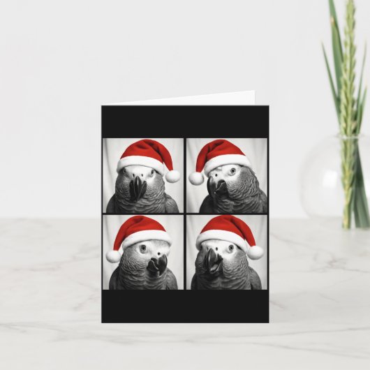 Funny Christmas African G Parrot Santa Photo Booth カード (正面)