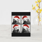 Funny Christmas African G Parrot Santa Photo Booth カード (黄色い花)