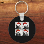 Funny Christmas African G Parrot Santa Photo Booth キーホルダー (正面)