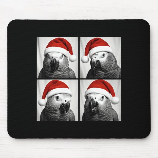 Funny Christmas African G Parrot Santa Photo Booth マウスパッド (正面)