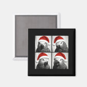 Funny Christmas African G Parrot Santa Photo Booth マグネット (正面/裏面)